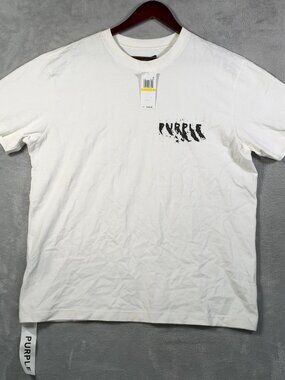 Purple Brand T Shirt Mens M White Oversized Short Sleeve Painted Wordmark $145